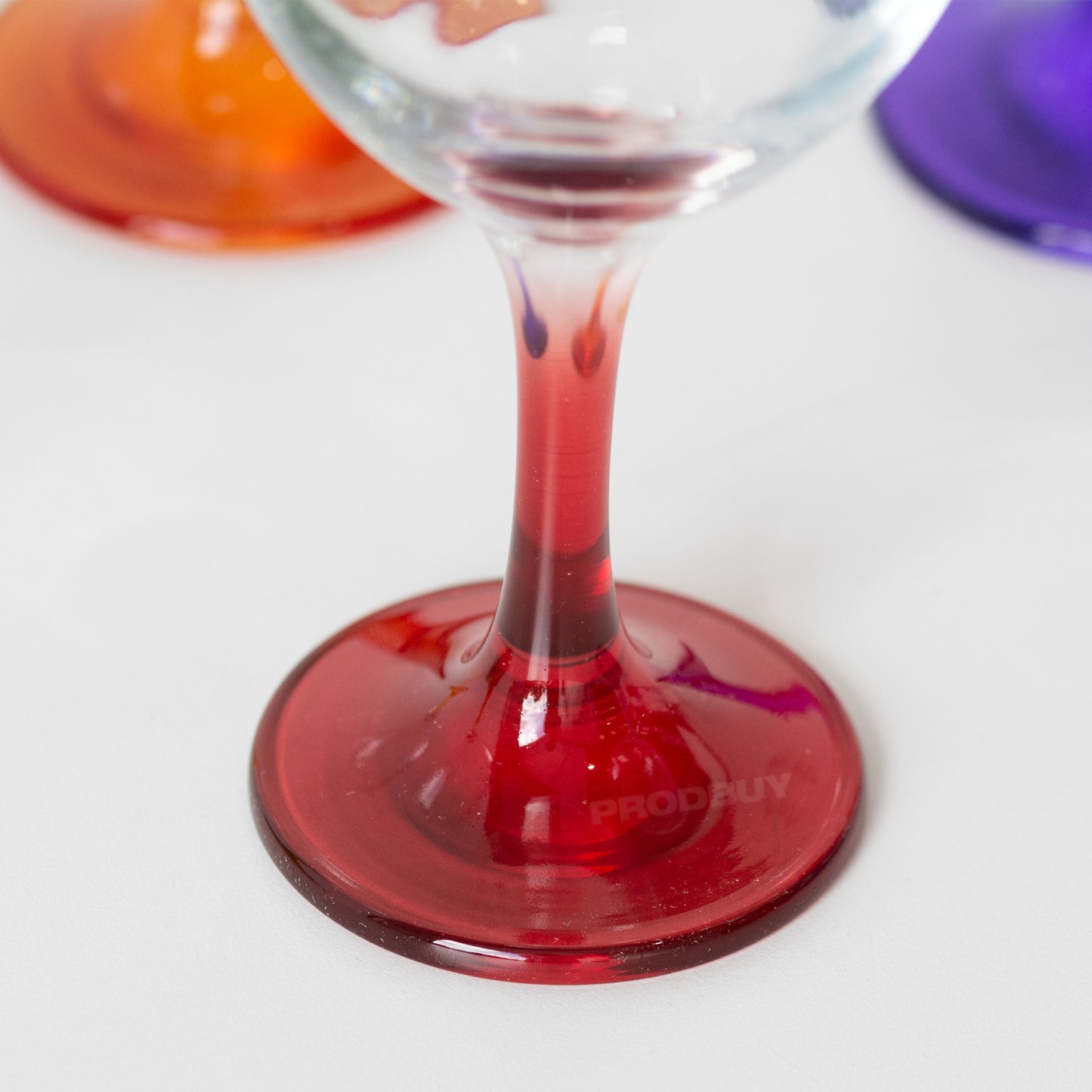 Set of 6 Wine Glasses with Colour Stems