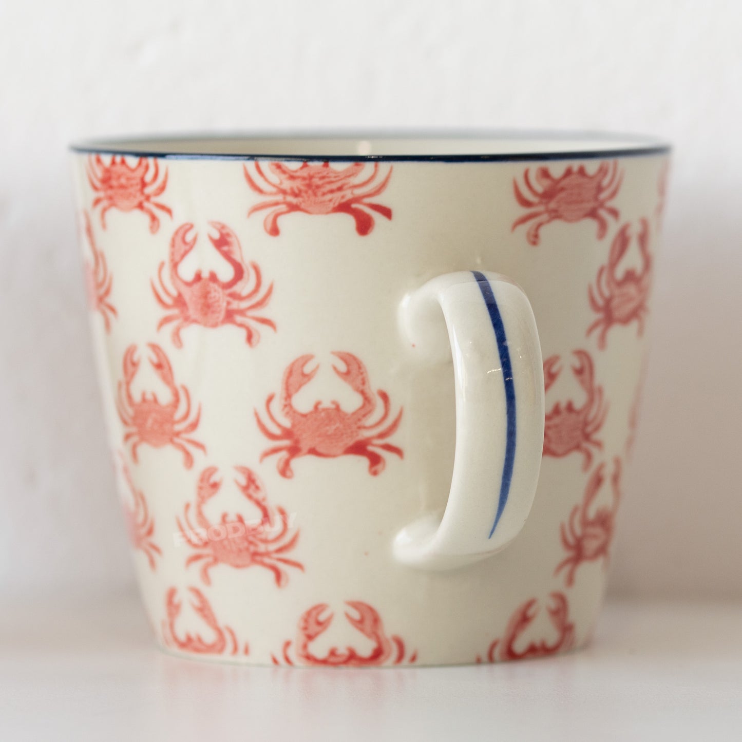 Set of 2 Pink Crab Pattern 10oz Coffee Mugs