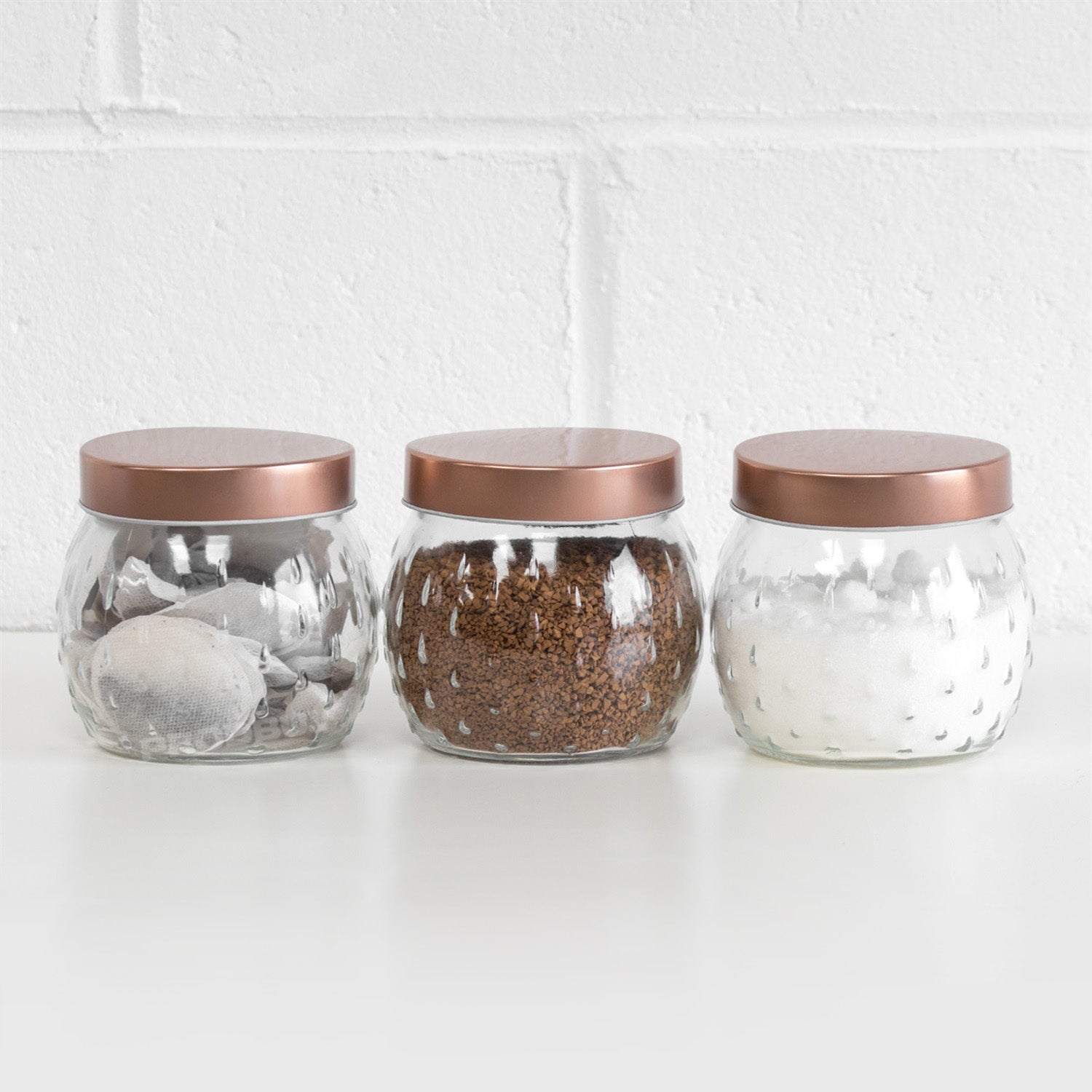 Rose Gold Kilner Jar Tea Coffee Sugar Tall Glass Jar With Rose