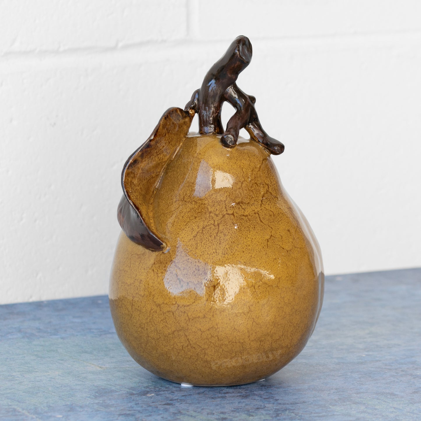 Brown Pear 22cm Ceramic Fruit Ornament