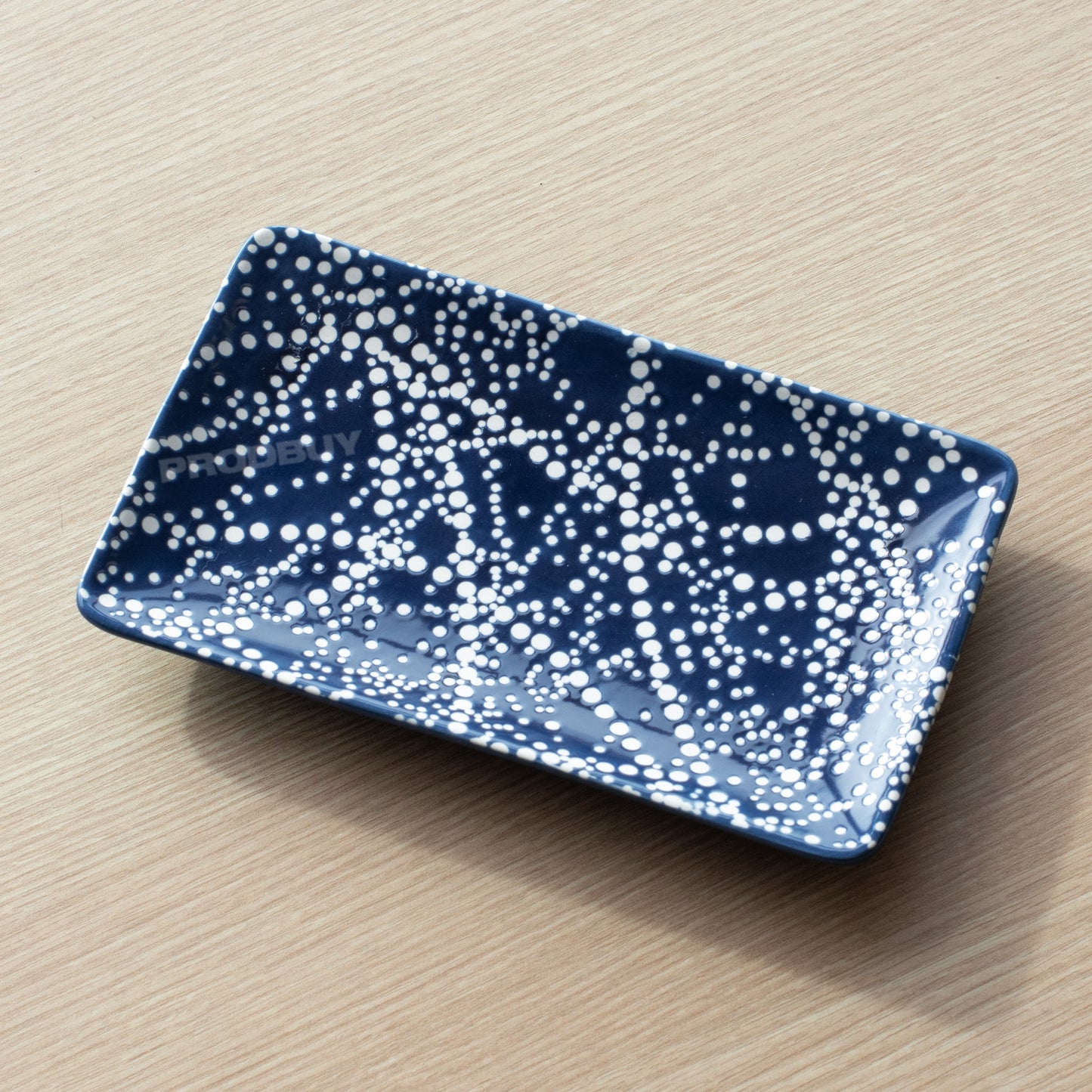 Navy Blue Dotty 21cm Trinket Tea Bag Tidy Spoon Rest Dish
