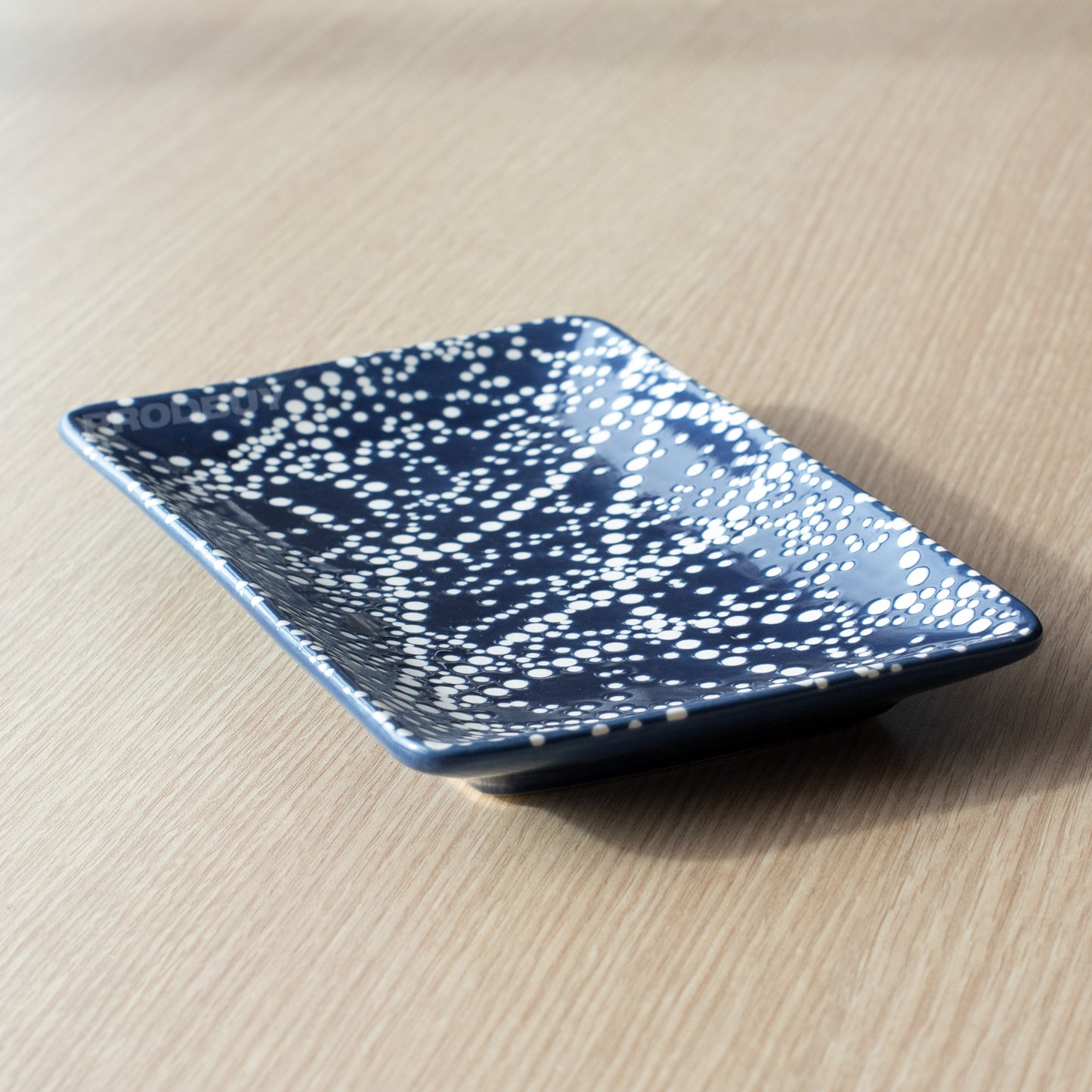 Navy Blue Dotty 21cm Trinket Tea Bag Tidy Spoon Rest Dish