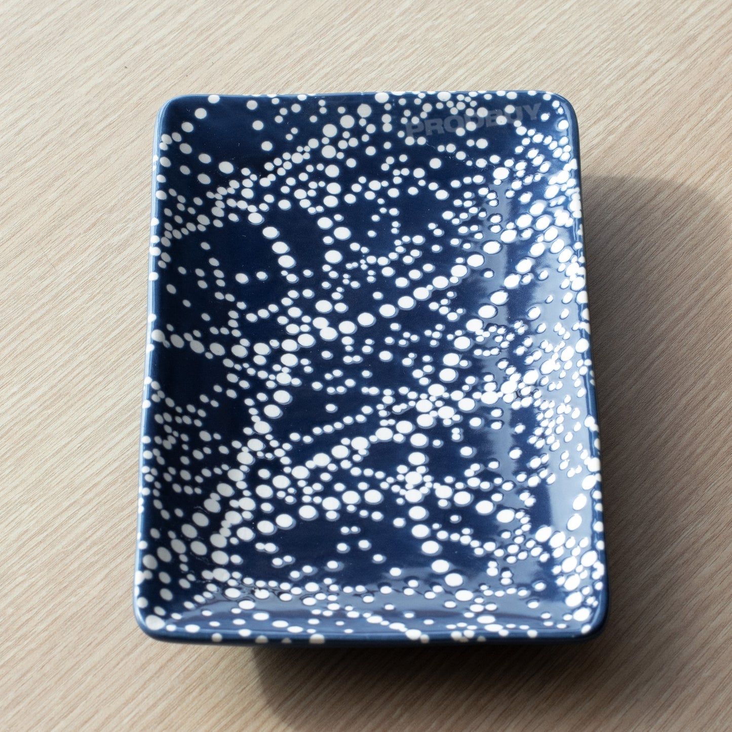 Navy Blue Dotty 21cm Trinket Tea Bag Tidy Spoon Rest Dish
