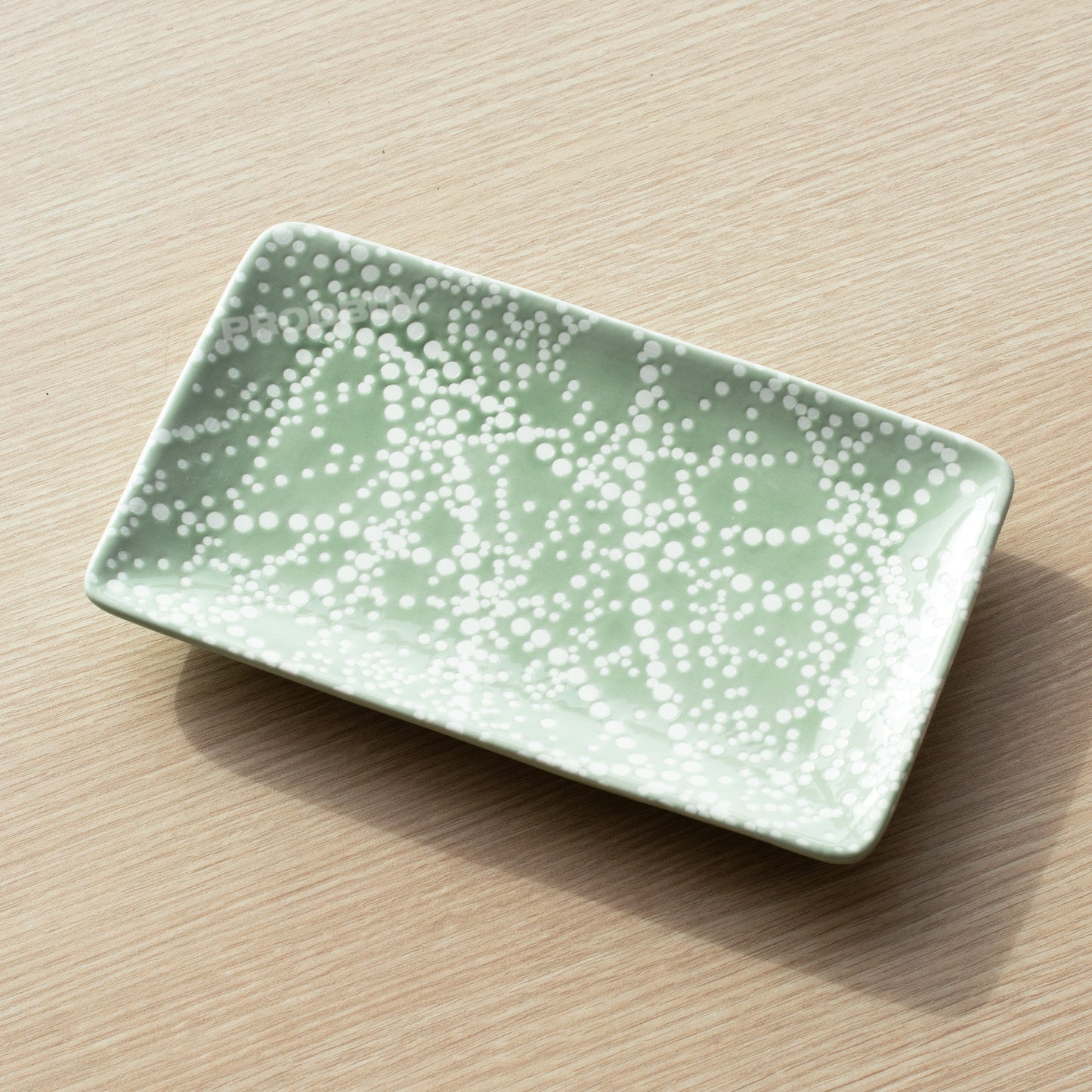 Pastel Green Dotty 21cm Trinket Tea Bag Tidy Spoon Rest Dish