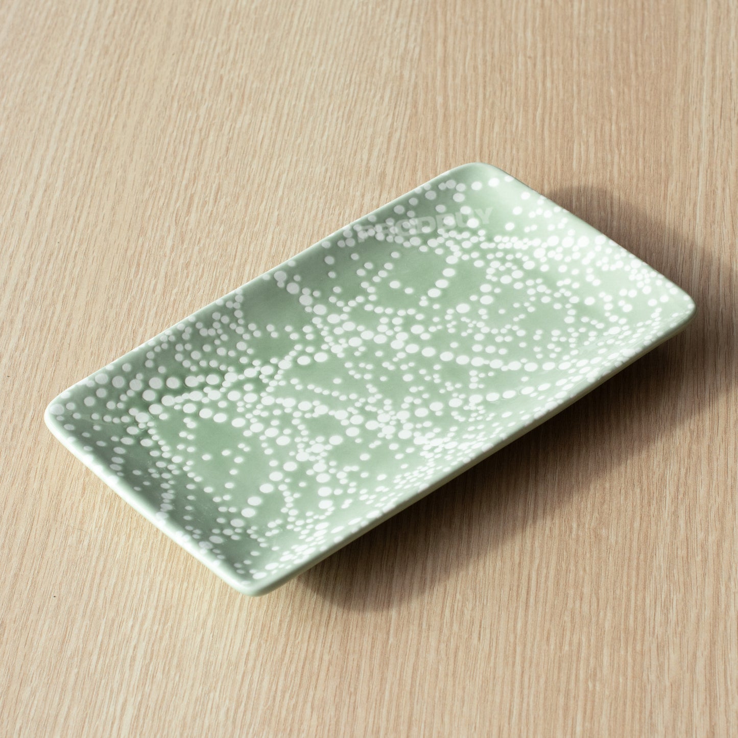 Pastel Green Dotty 21cm Trinket Tea Bag Tidy Spoon Rest Dish