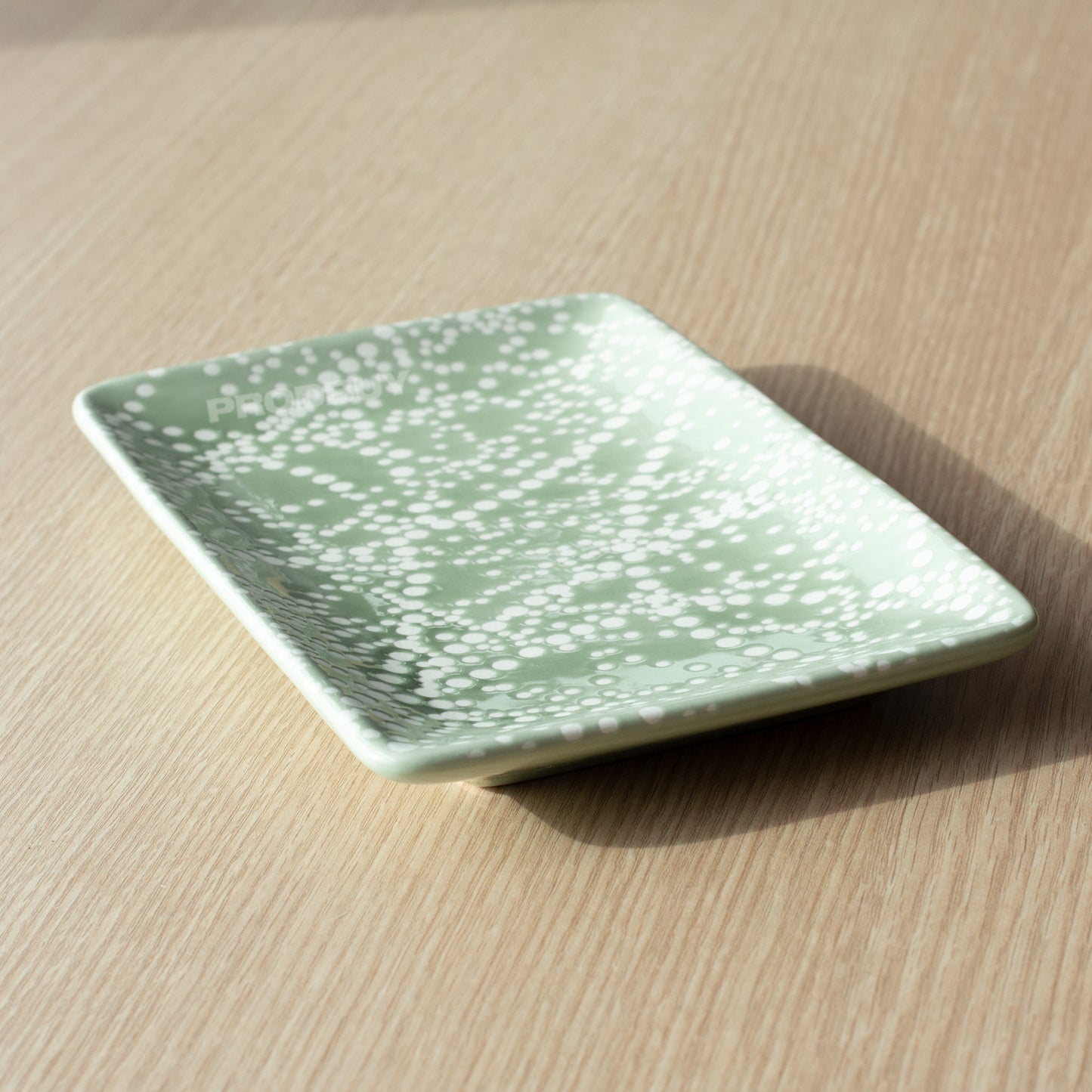 Pastel Green Dotty 21cm Trinket Tea Bag Tidy Spoon Rest Dish
