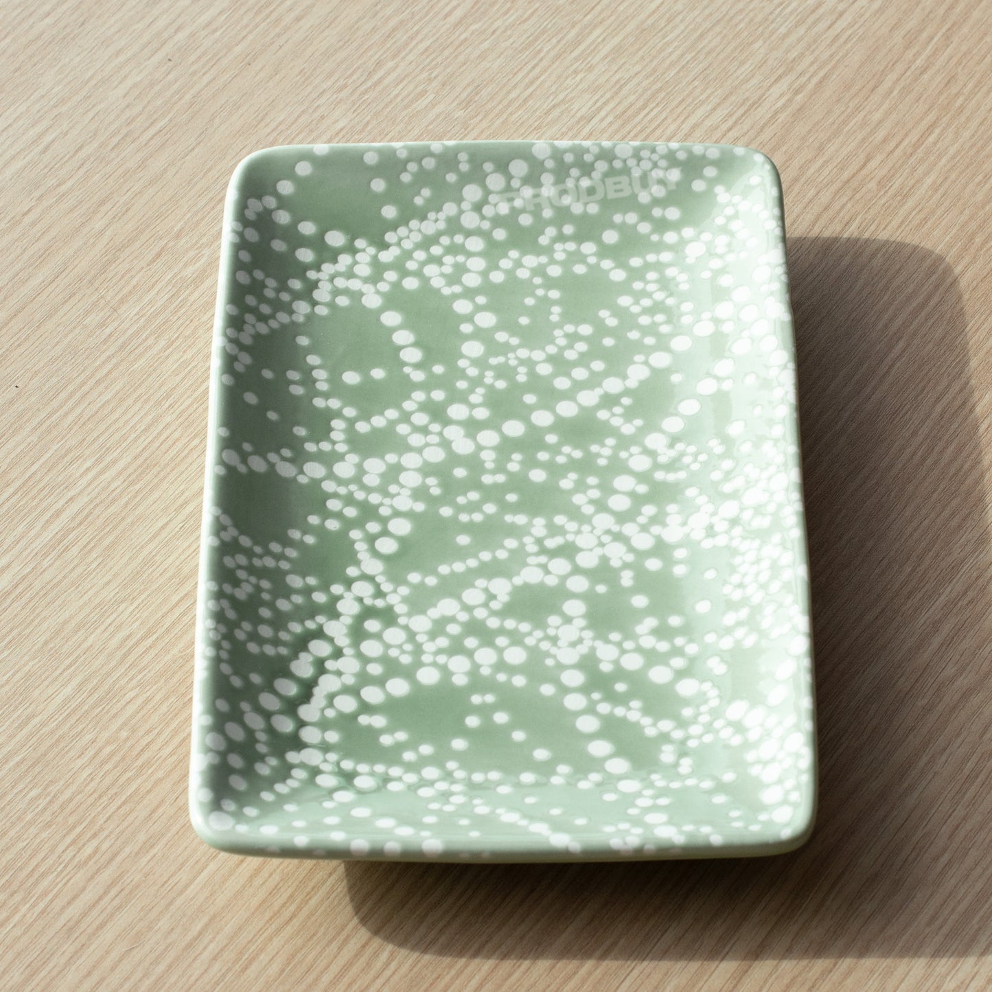 Pastel Green Dotty 21cm Trinket Tea Bag Tidy Spoon Rest Dish
