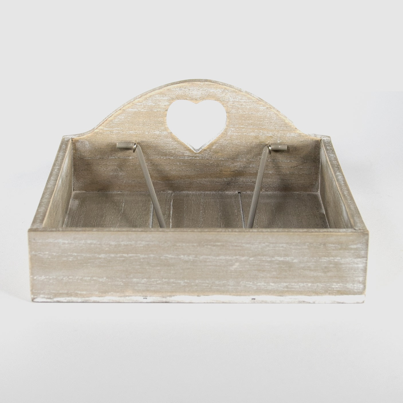 18cm Carved Heart Square Wooden Napkin Holder