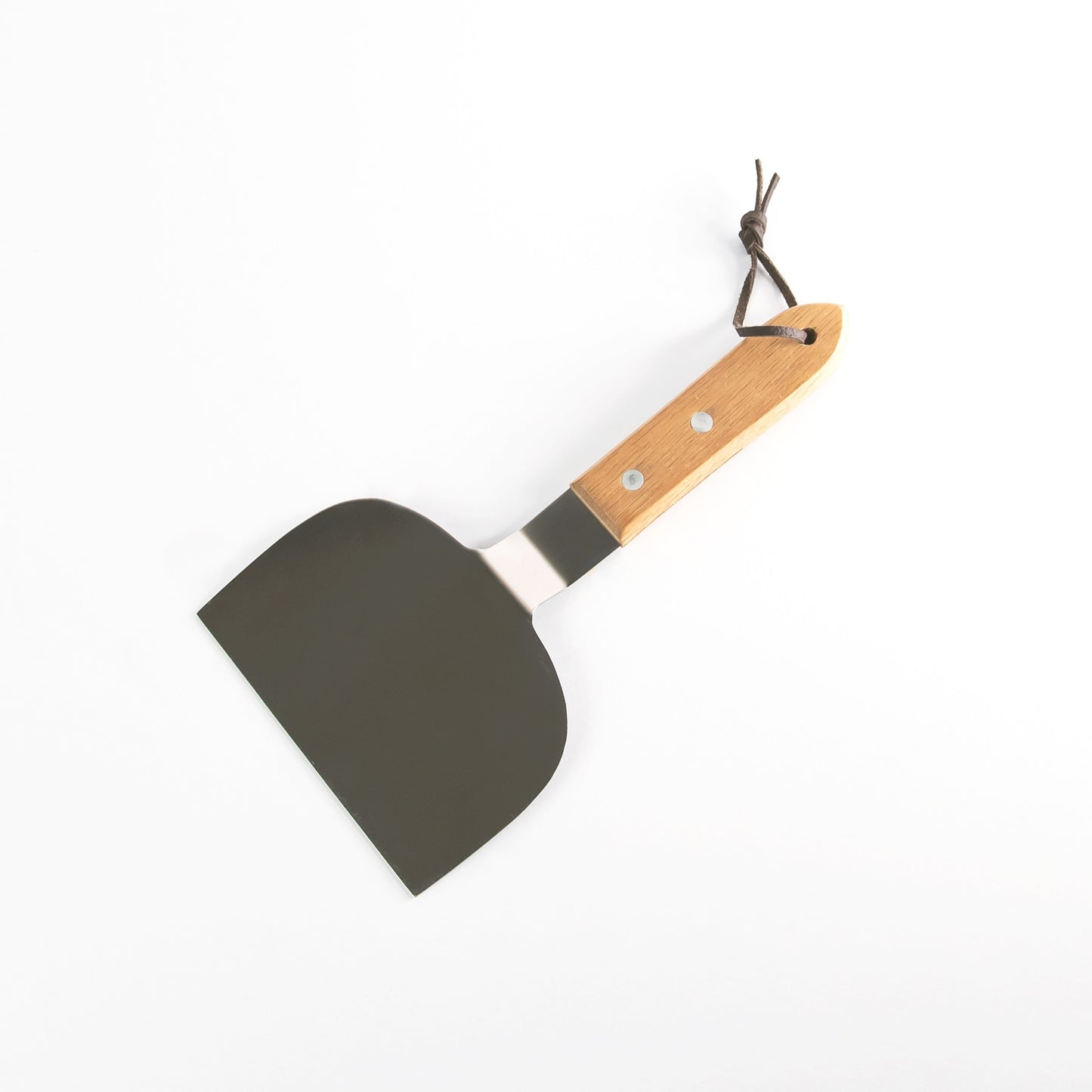 Stainless Steel Burger Flipper Spatual Oak Wood Handle