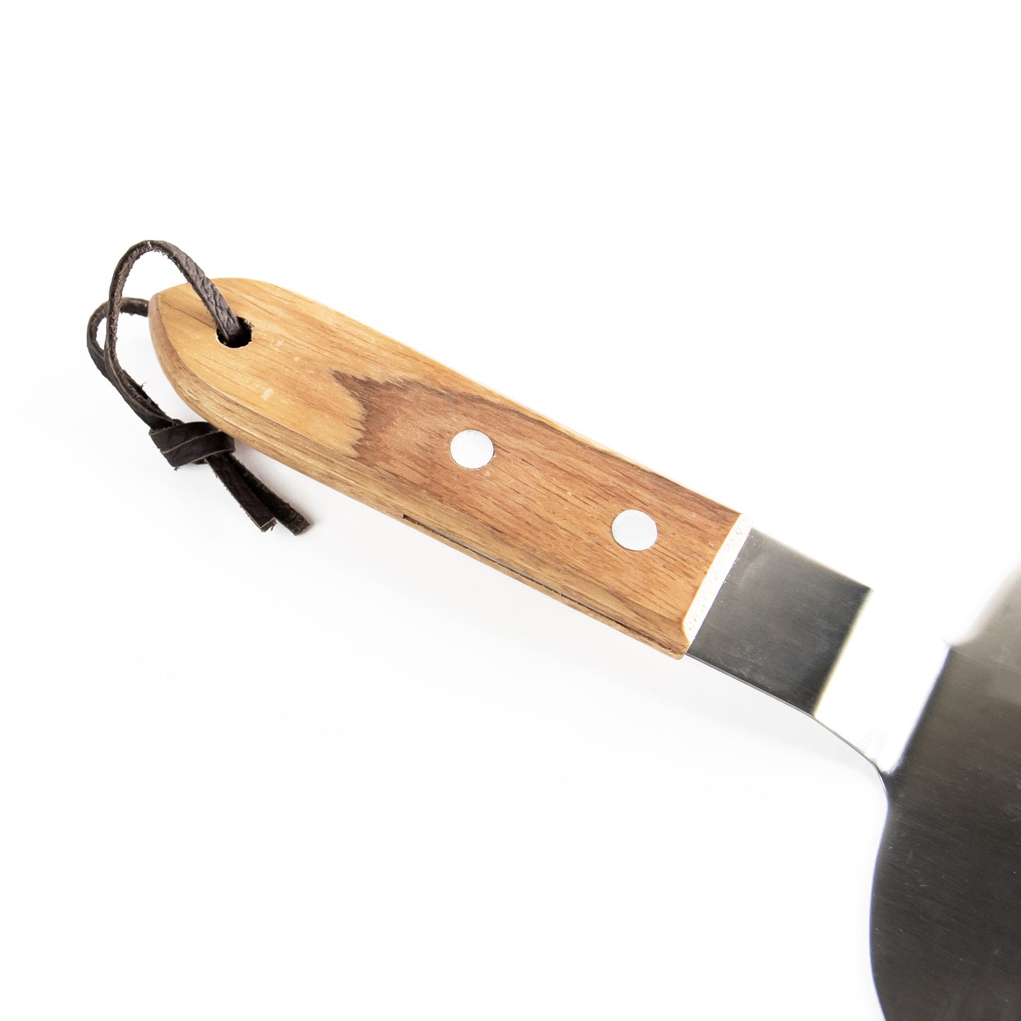 Stainless Steel Burger Flipper Spatual Oak Wood Handle