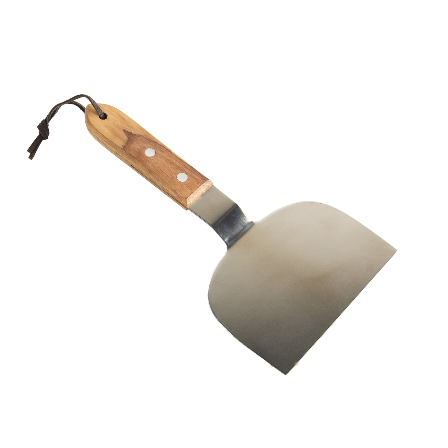 Stainless Steel Burger Flipper Spatual Oak Wood Handle