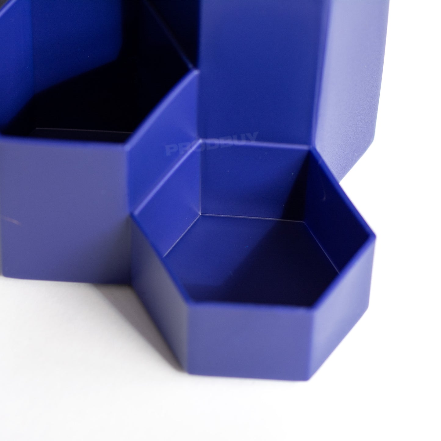 Blue Hex Plastic Pen Pot Desktop Tidy Storage Organiser Caddy