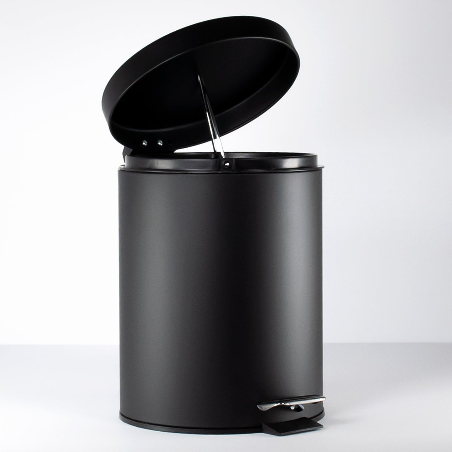 Small 5 Litre Matt Black Pedal Bin with Removable Bucket Liner