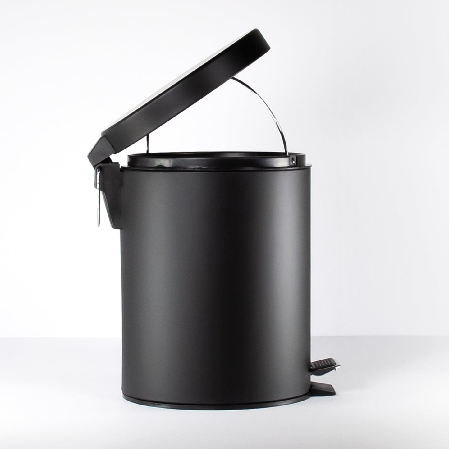 Small 5 Litre Matt Black Pedal Bin with Removable Bucket Liner