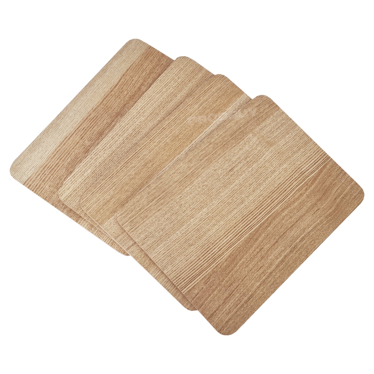 Set of 4 Placemats & 4 Coasters with Brown Wooden Oak Veneer