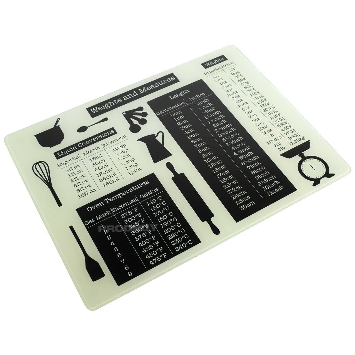 'Weights & Measures' 40cm Glass Worktop Saver