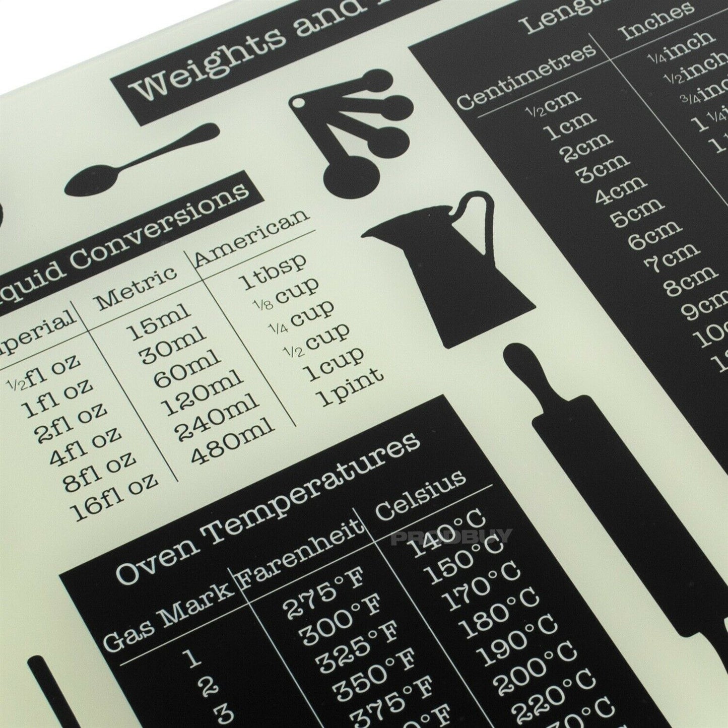 'Weights & Measures' 40cm Glass Worktop Saver