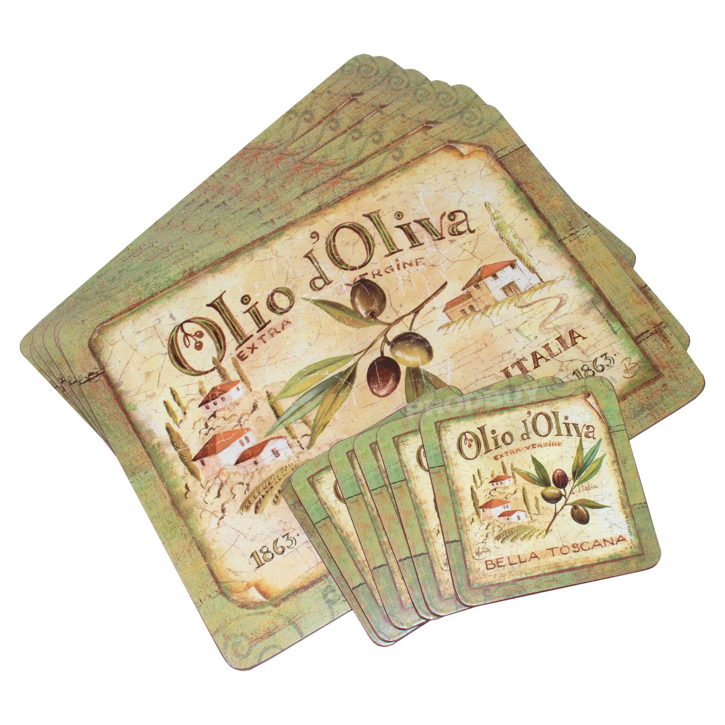 Set of Olio d'Oliva 6 Placemats & 6 Coasters