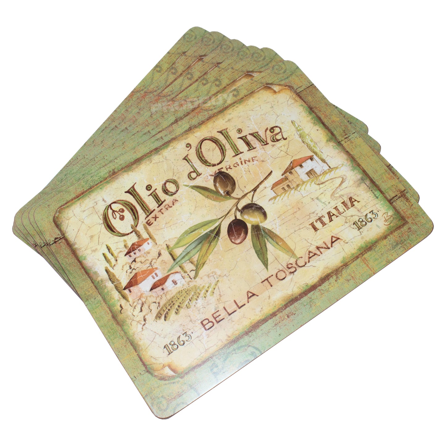 Set of Olio d'Oliva 6 Placemats & 6 Coasters
