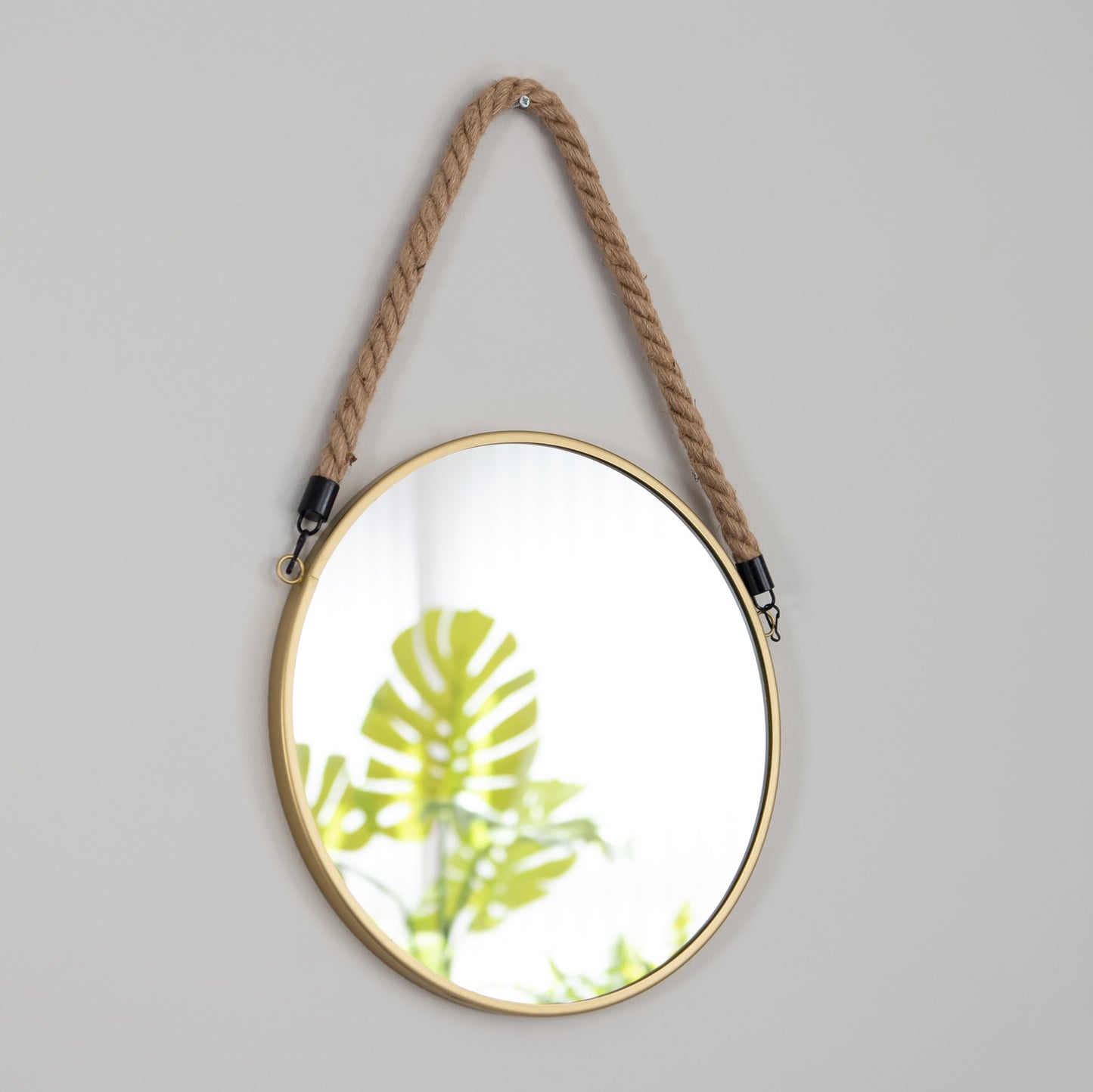 30cm Round Wall Hanging Mirror with Hessian Rope