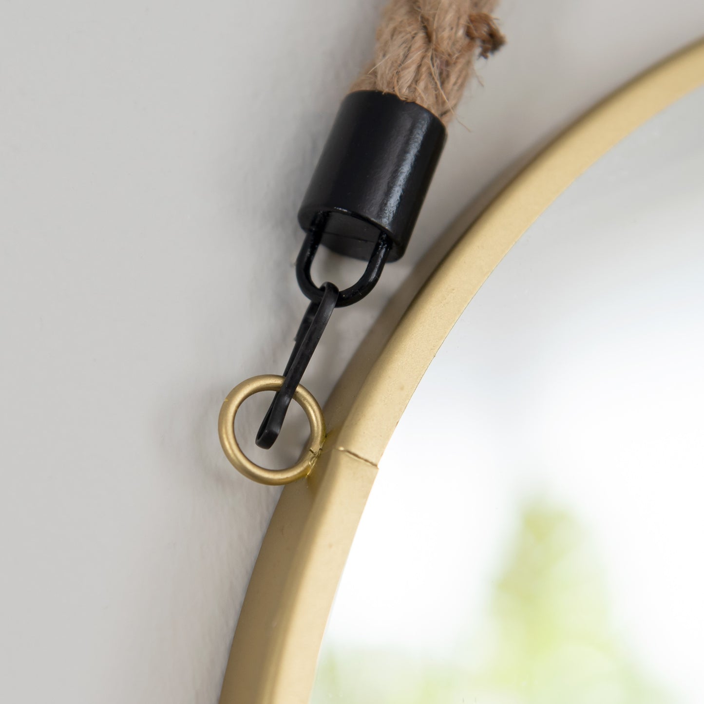 30cm Round Wall Hanging Mirror with Hessian Rope