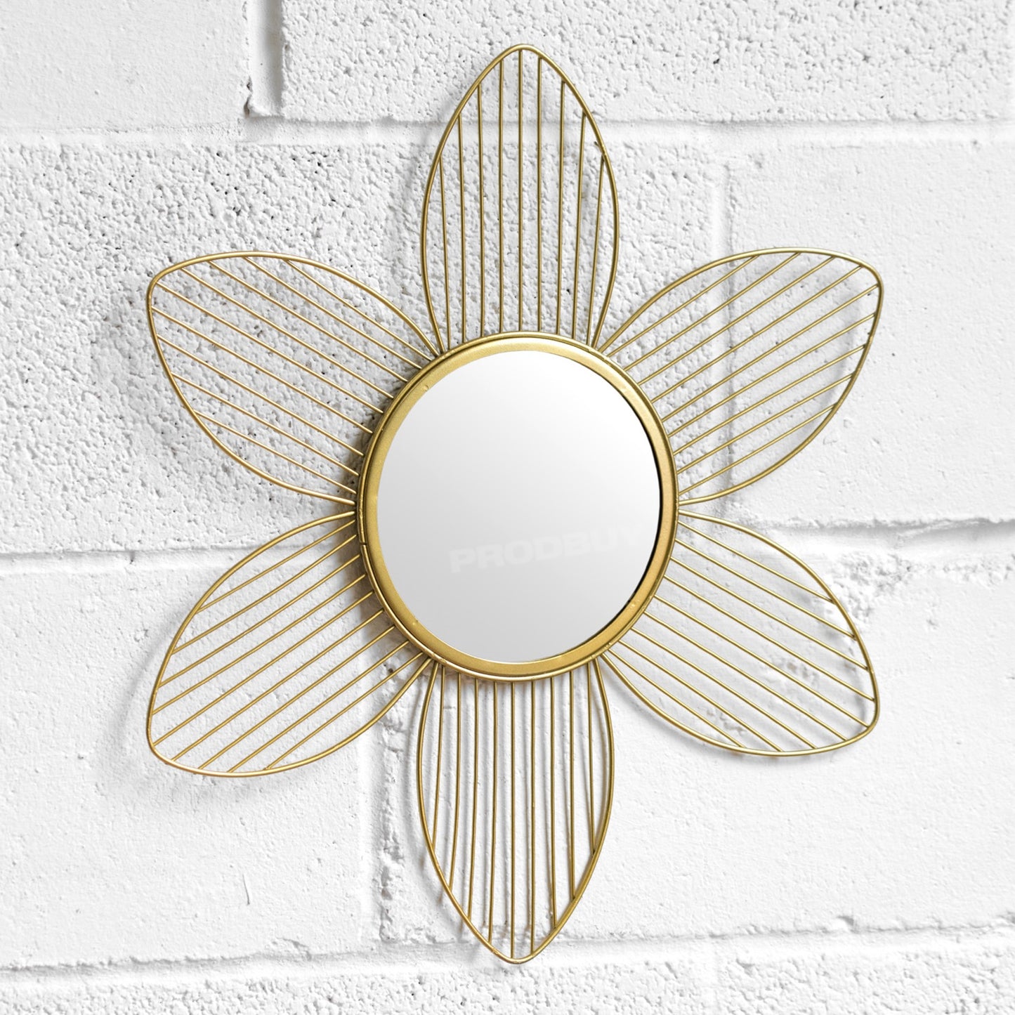 Gold Metal Wire 49.5cm Frame Flower Wall Mirror