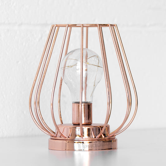 LED Battery Operated Copper Table Lamp