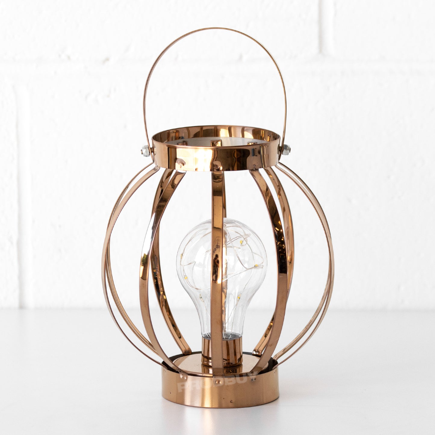 LED Battery Operated Copper Table Lantern Lamp