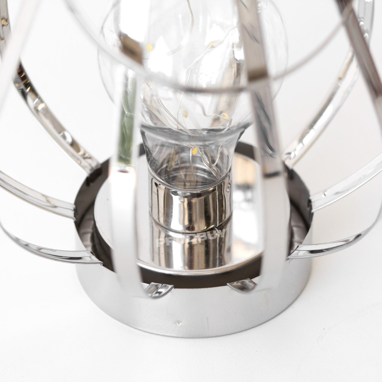 LED Battery Operated Silver Table Lantern Lamp
