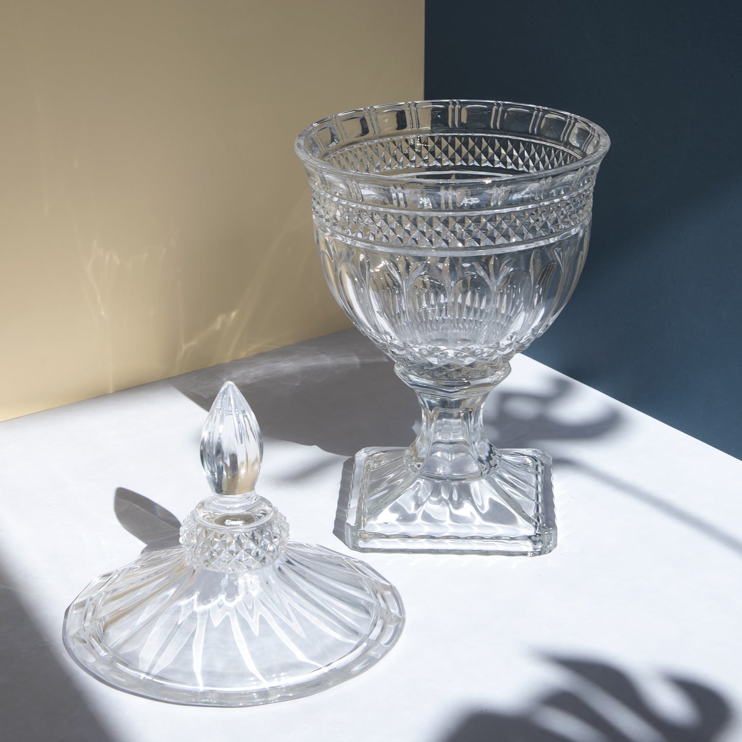 Large Savita Clear Glass Footed Jar - Home Decoration