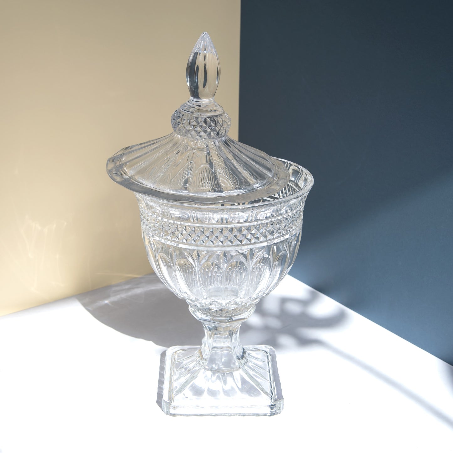 Large Savita Clear Glass Footed Jar - Home Decoration