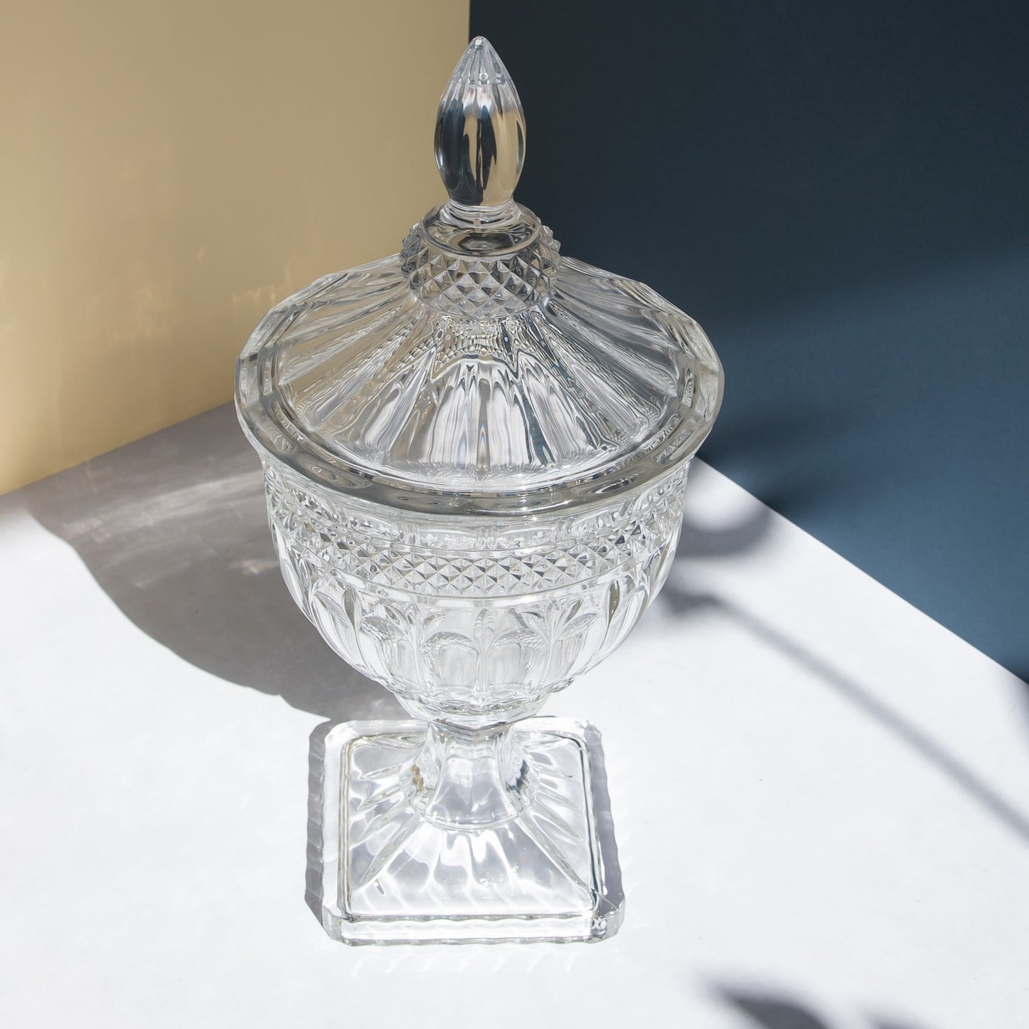 Large Savita Clear Glass Footed Jar - Home Decoration