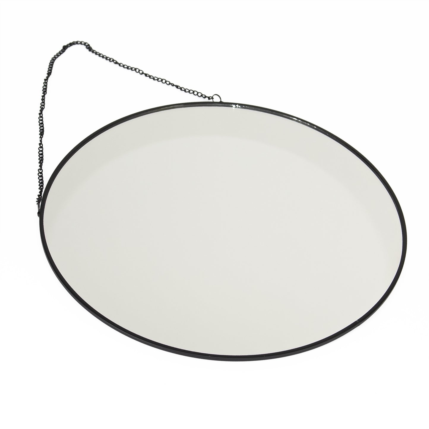 30cm Round Black Chain Wall Hanging Mirror