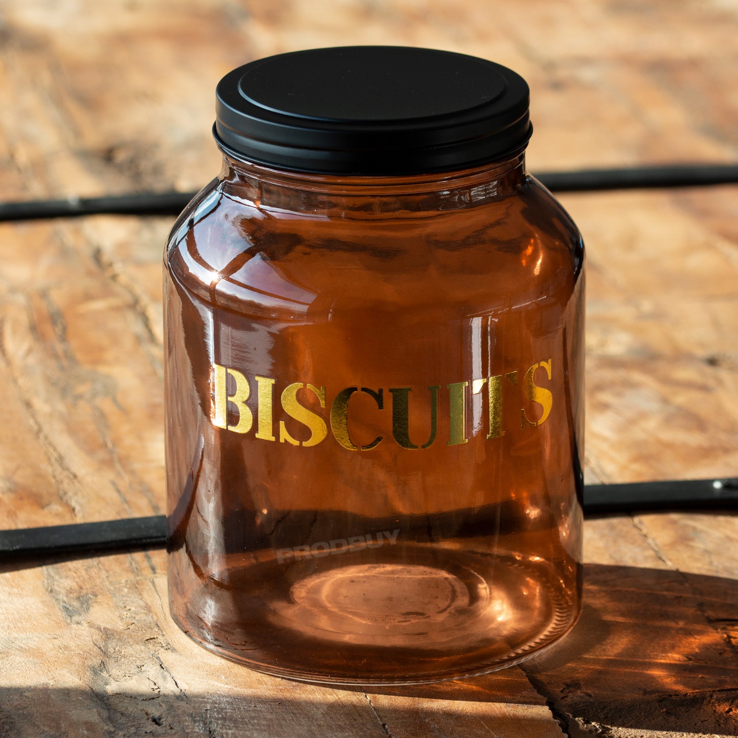 Large Retro Amber Glass Biscuit Storage Jar