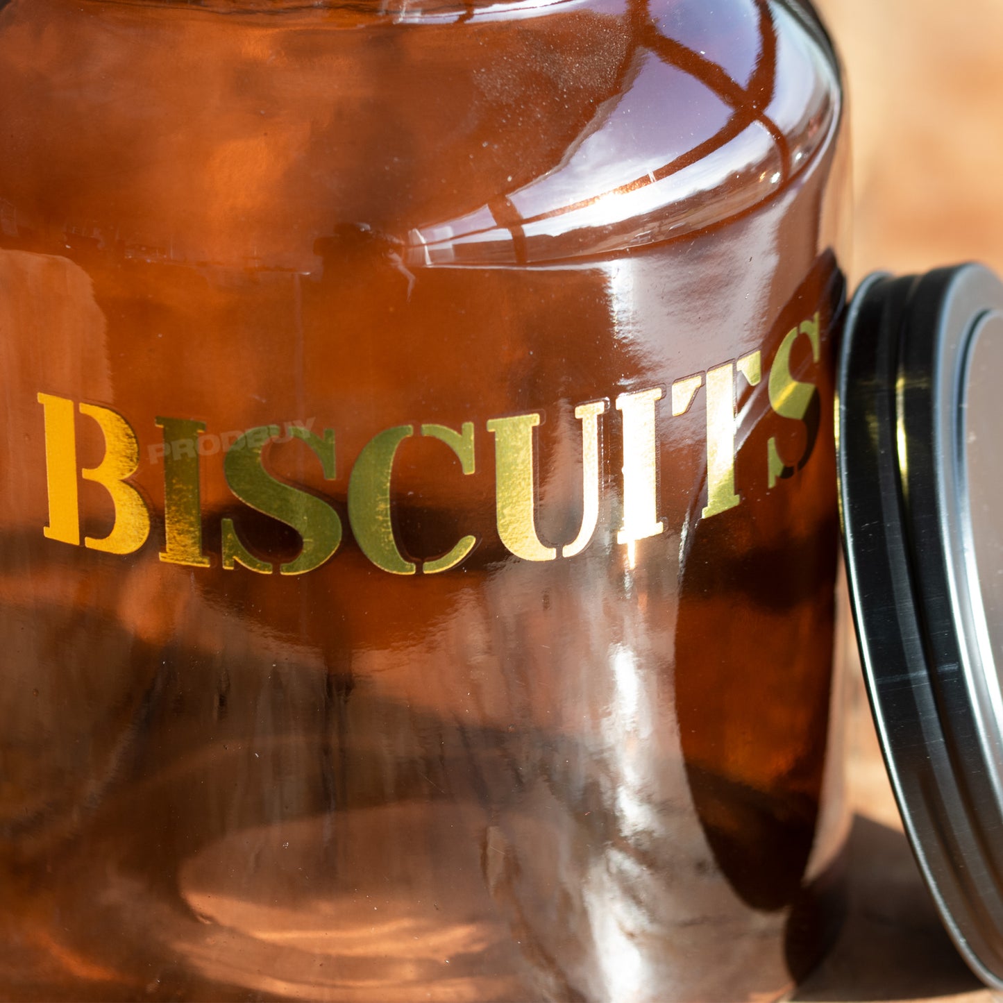 Large Retro Amber Glass Biscuit Storage Jar