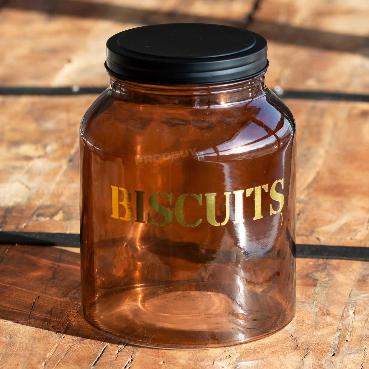 Large Retro Amber Glass Biscuit Storage Jar