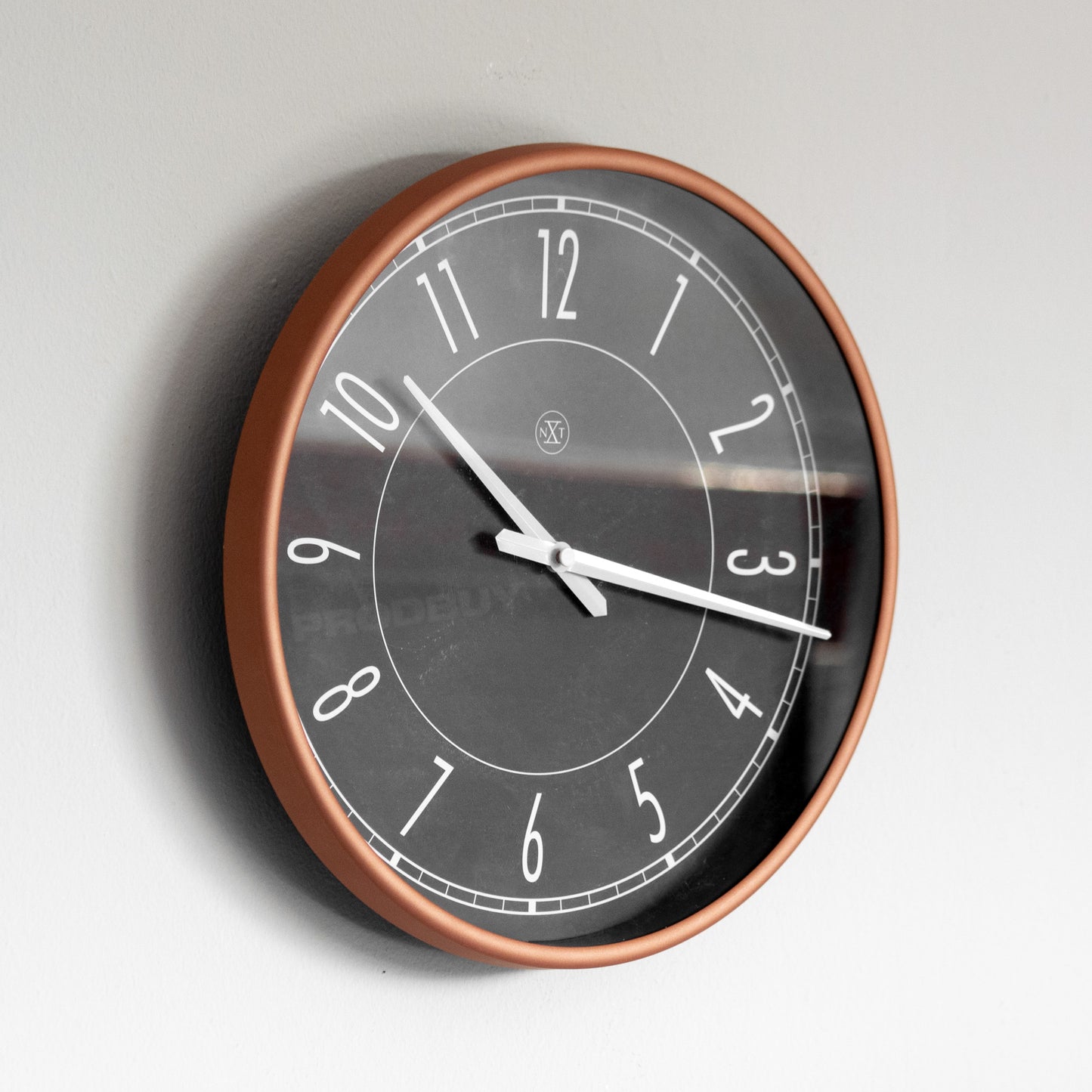 nXt - 29.5cm Round Matt Rose Gold Case Wall Clock