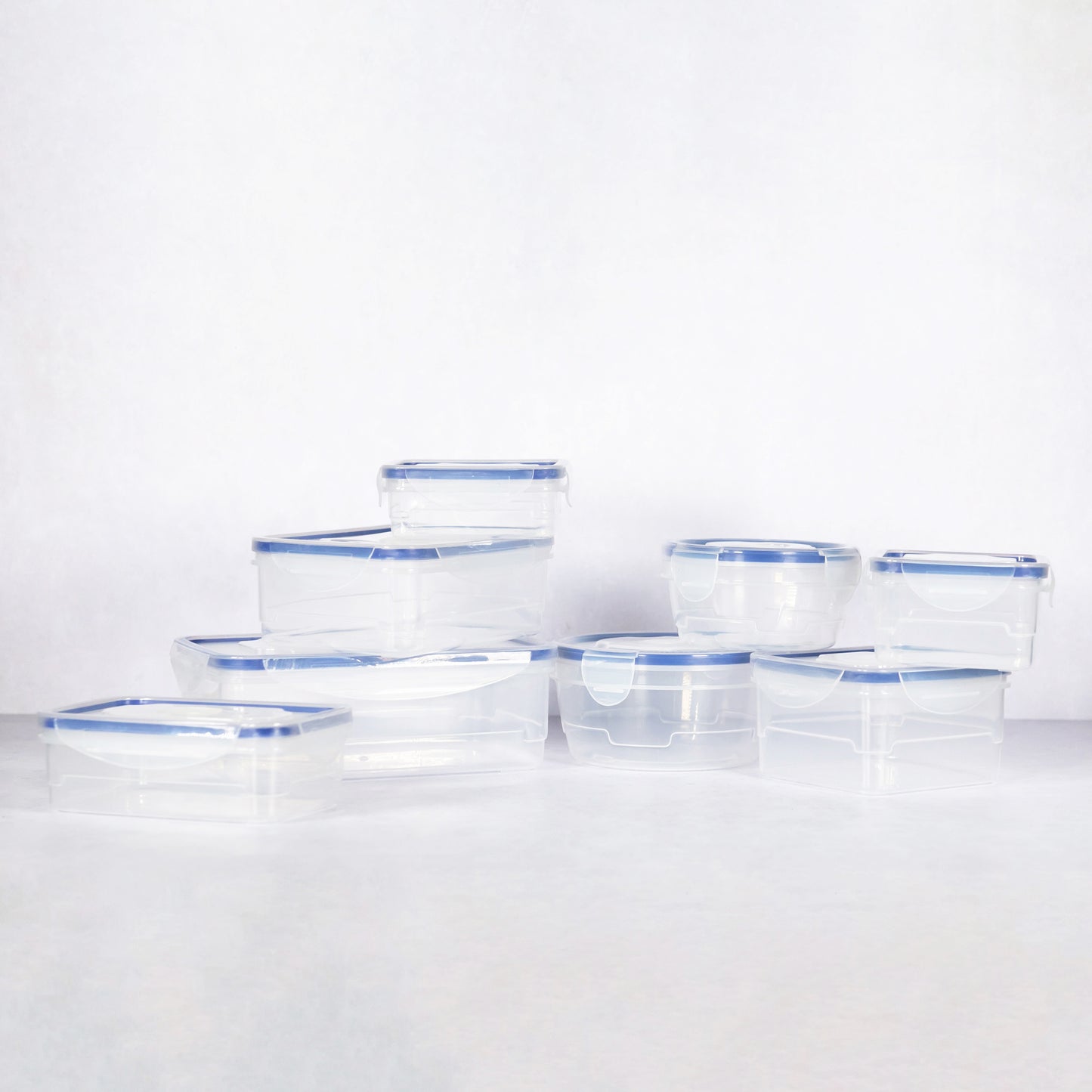 8 Piece Plastic Food Storage Box Set with Clip Down Lids