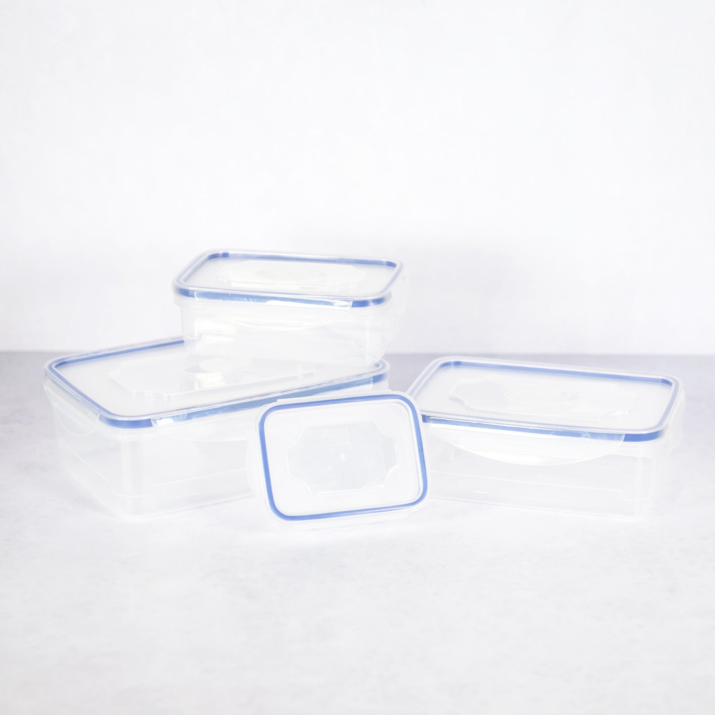 8 Piece Plastic Food Storage Box Set with Clip Down Lids