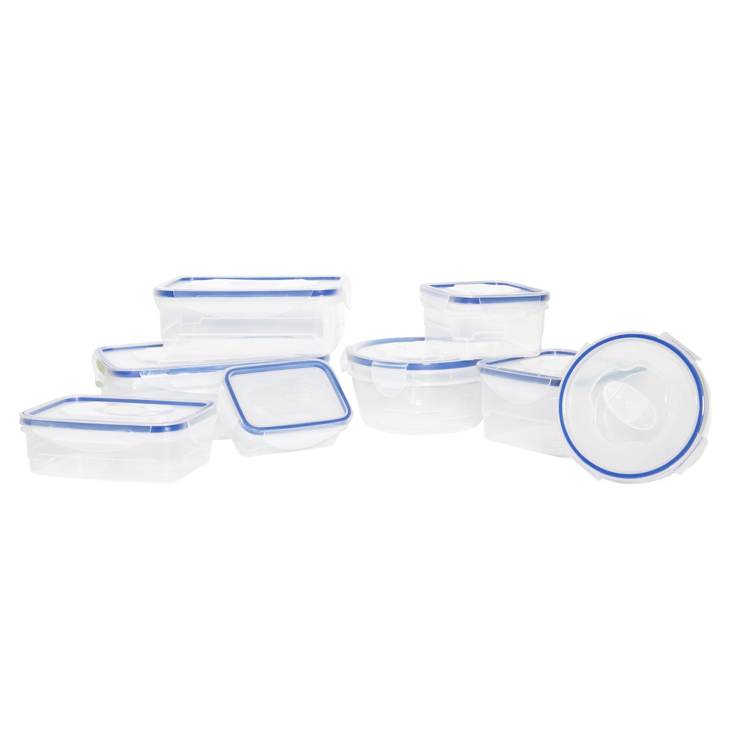 8 Piece Plastic Food Storage Box Set with Clip Down Lids