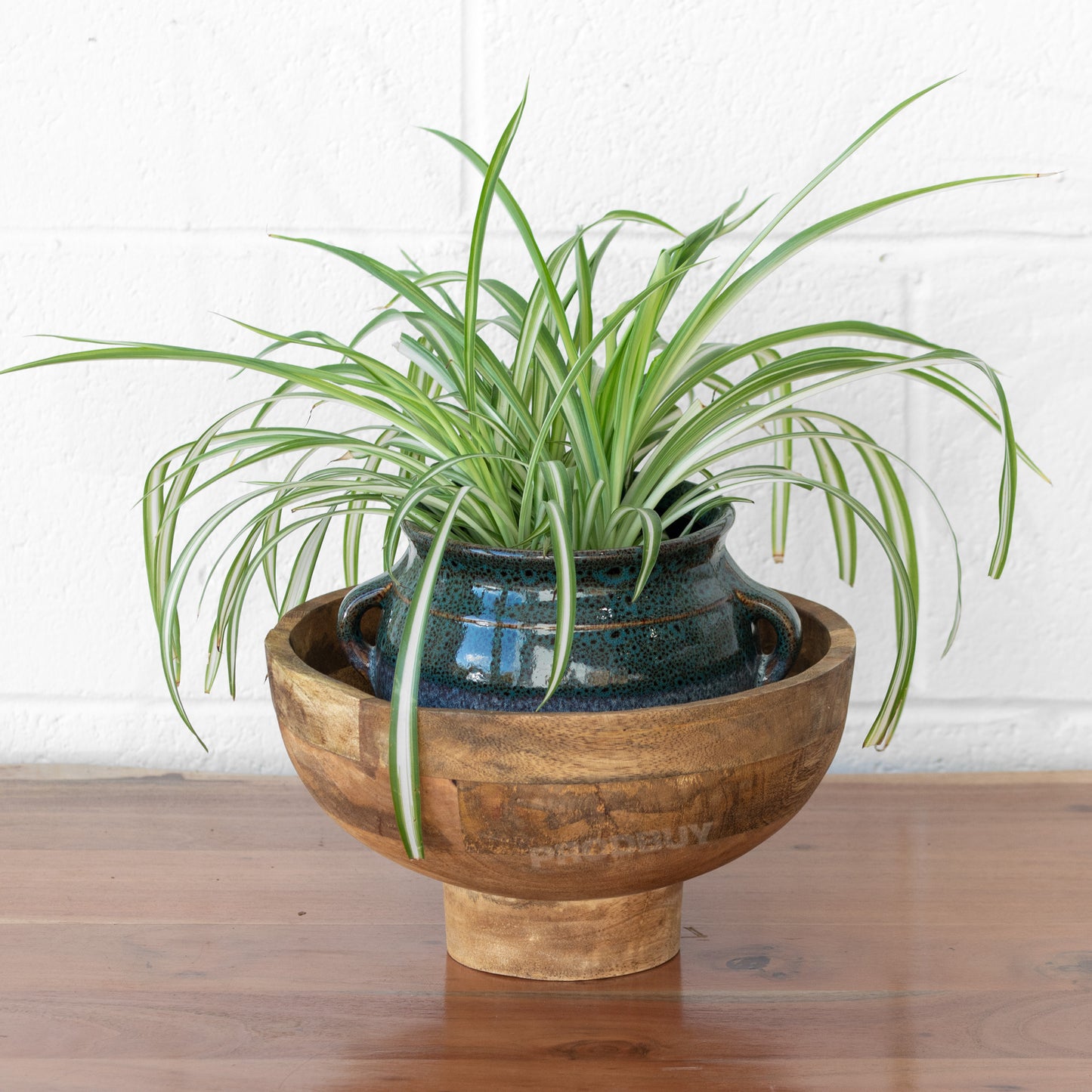 Raised Wooden 26cm Decorative Fruit Bowl