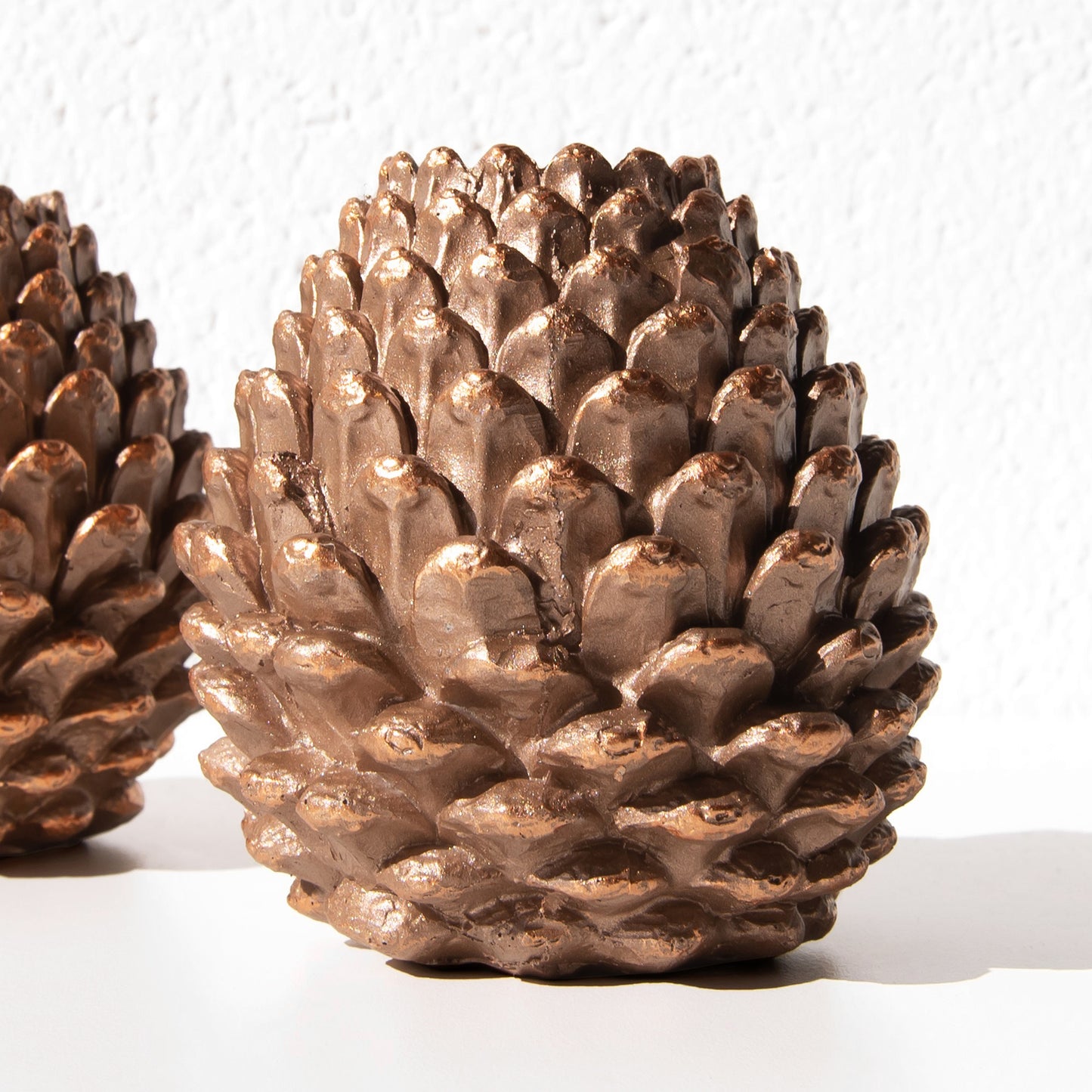 Set of 2 Copper Resin 10cm Pinecone Candlesticks