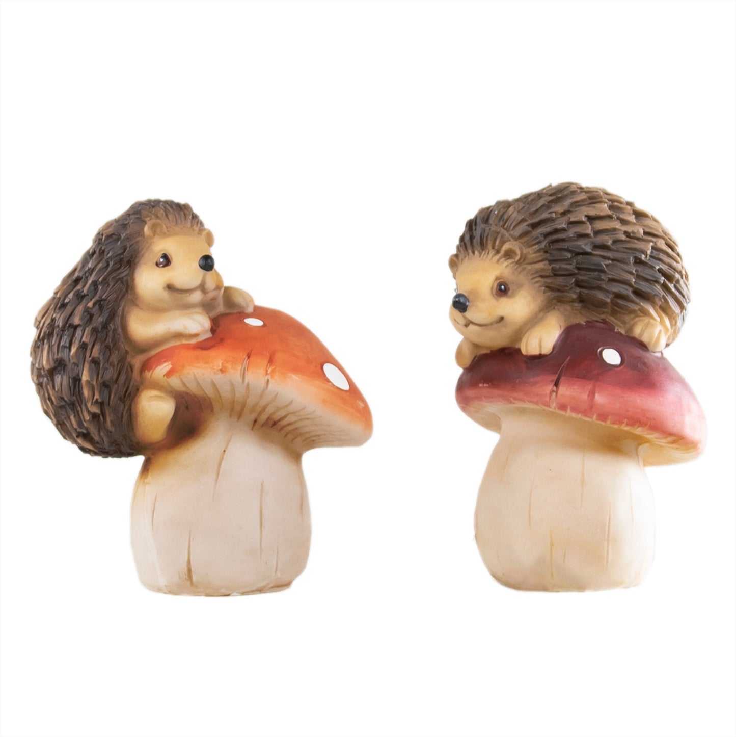 2 x Small Hedgehogs on Toadstools Garden Ornaments