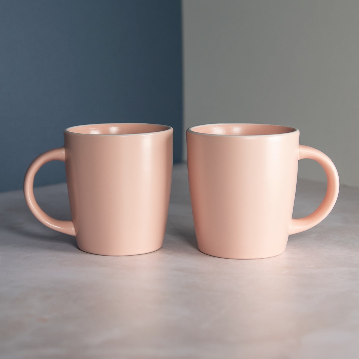 Set of 350ml Matt Pink Stoneware Mugs