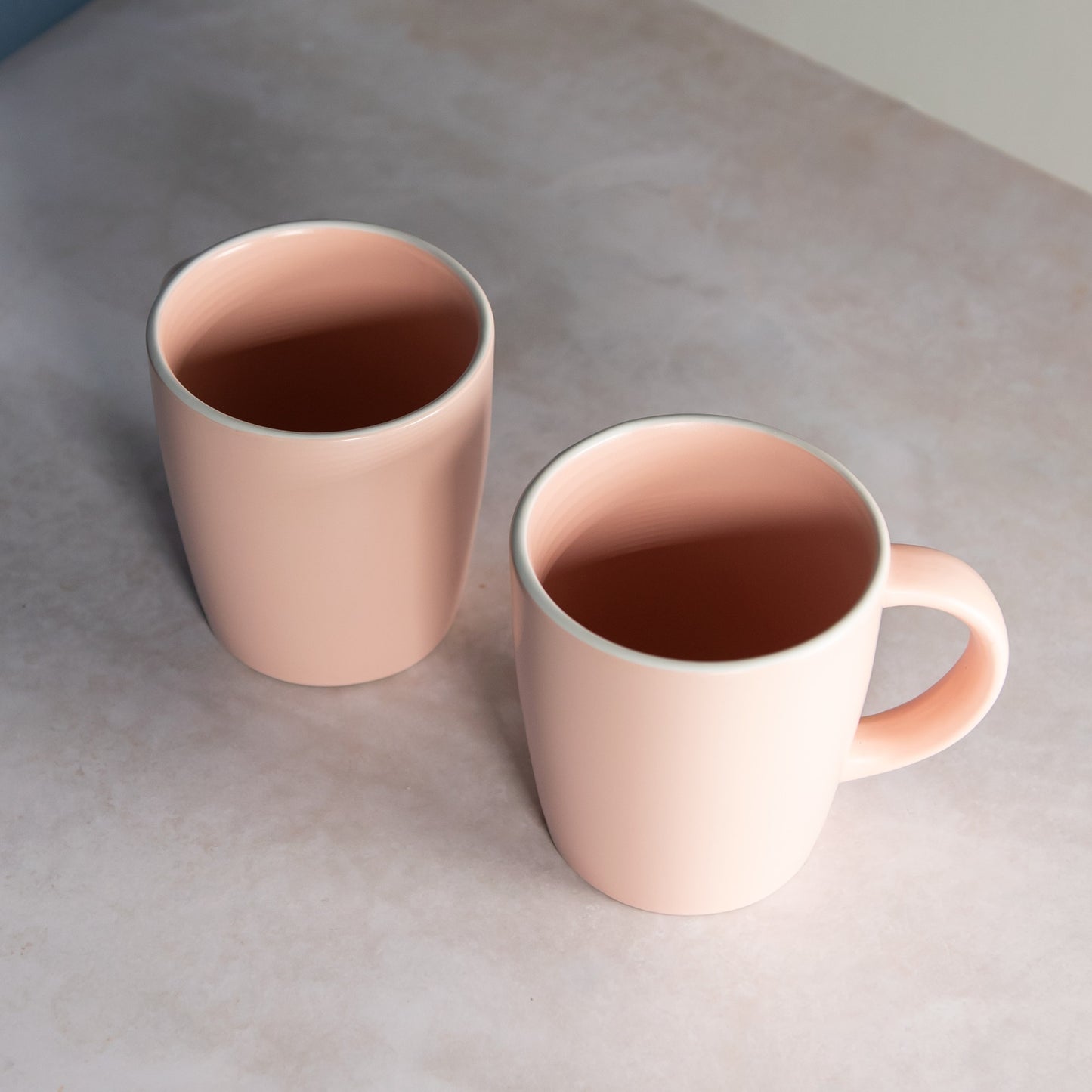 Set of 350ml Matt Pink Stoneware Mugs