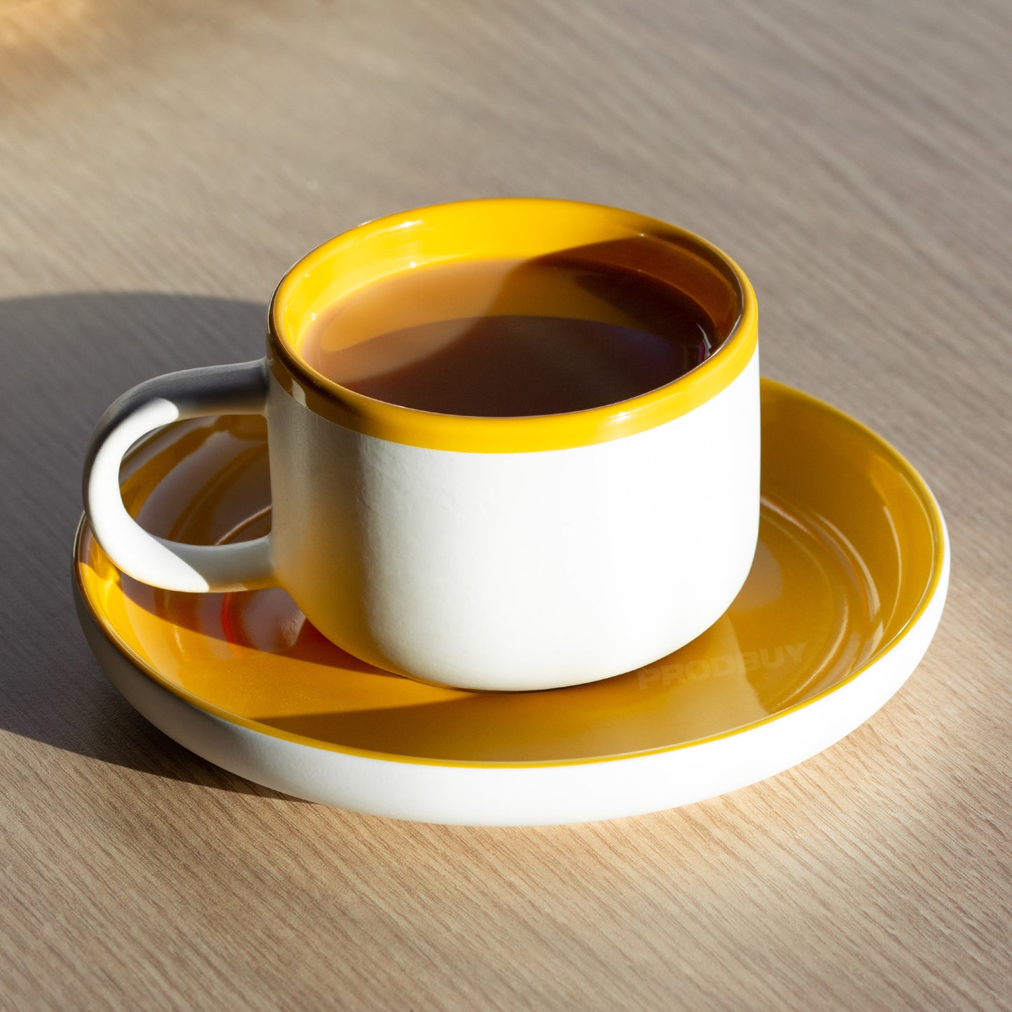 Yellow & White La Cafetière Tea Cup & Saucer Set
