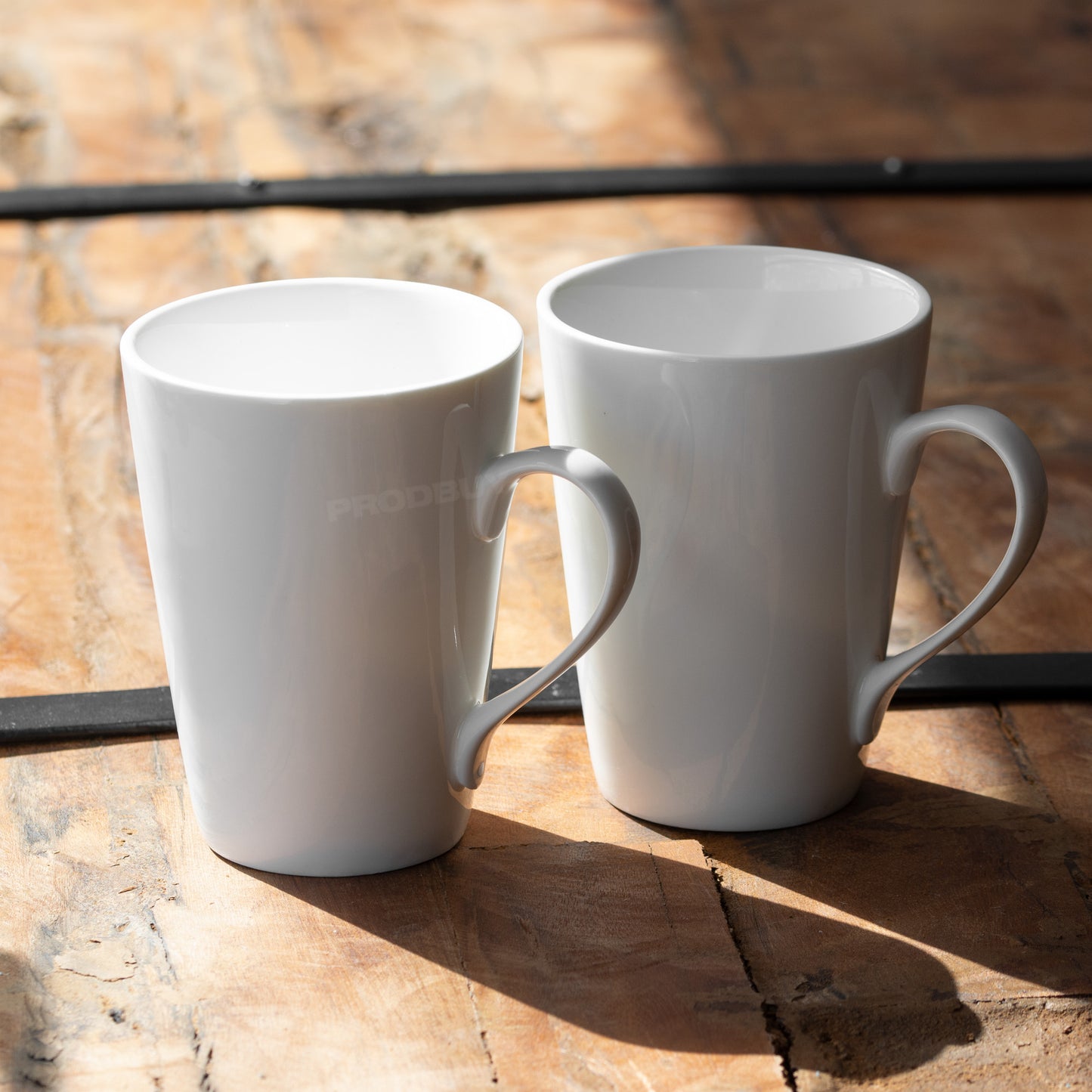 Set of 2 Tall White Porcelain Latte Mugs