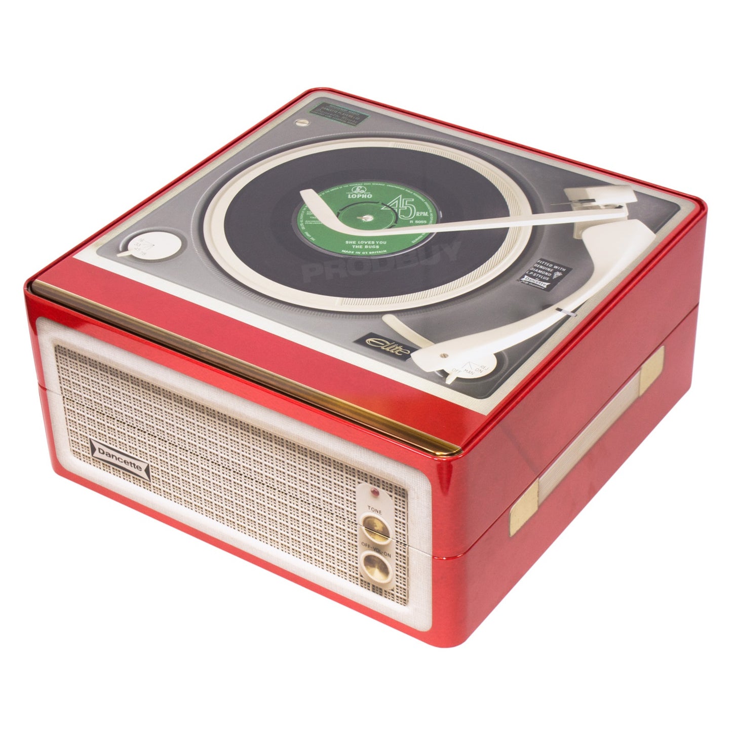 Retro Square Record Player Biscuit Storage Tin