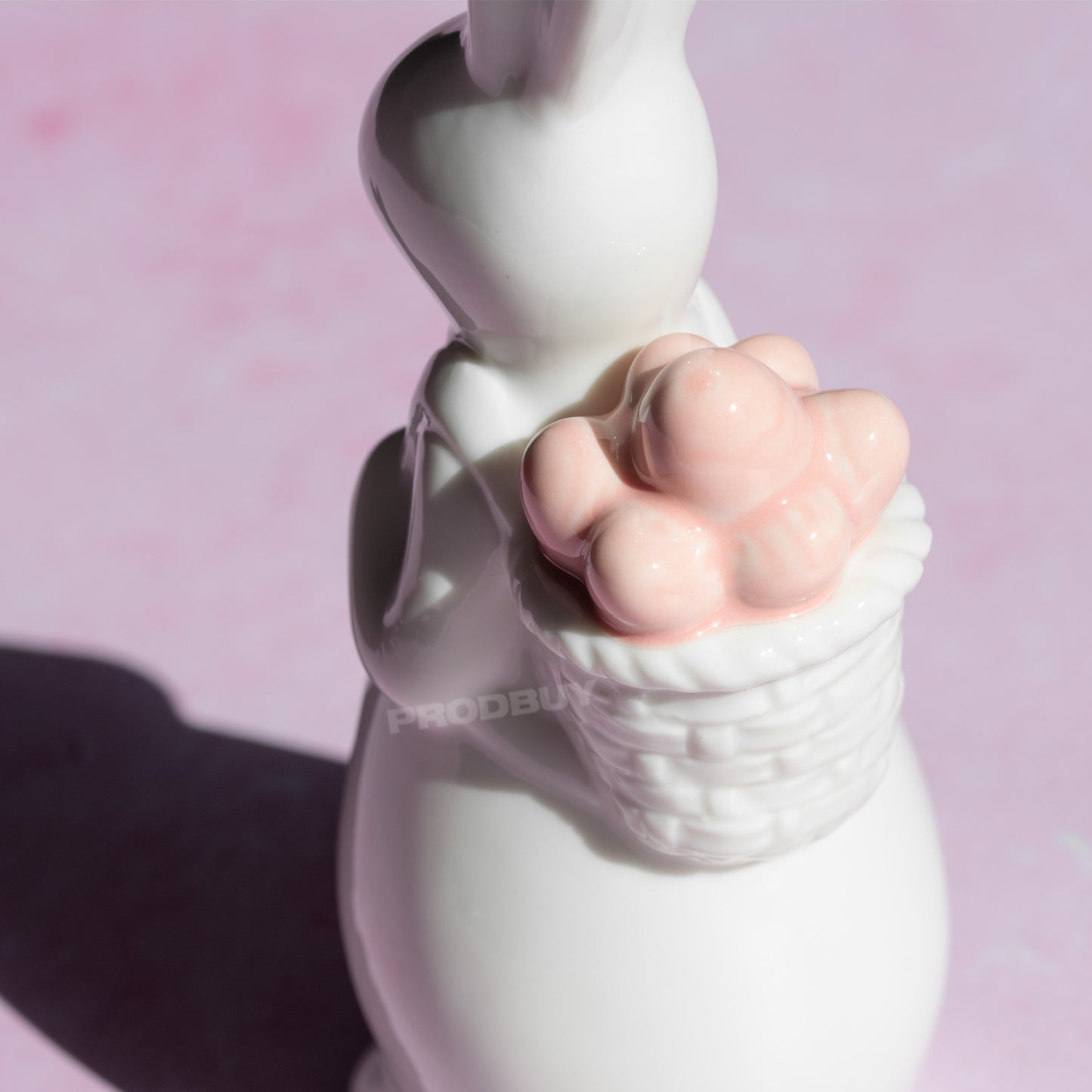 White Porcelain Rabbit with Pink Eggs 18cm Ornament