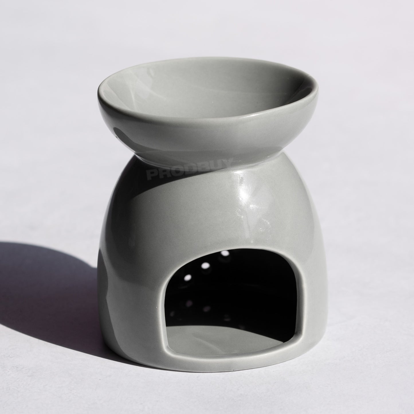 Small 9cm Grey Heart Ceramic Tea Light Candle Holder Oil Wax Melt Burner